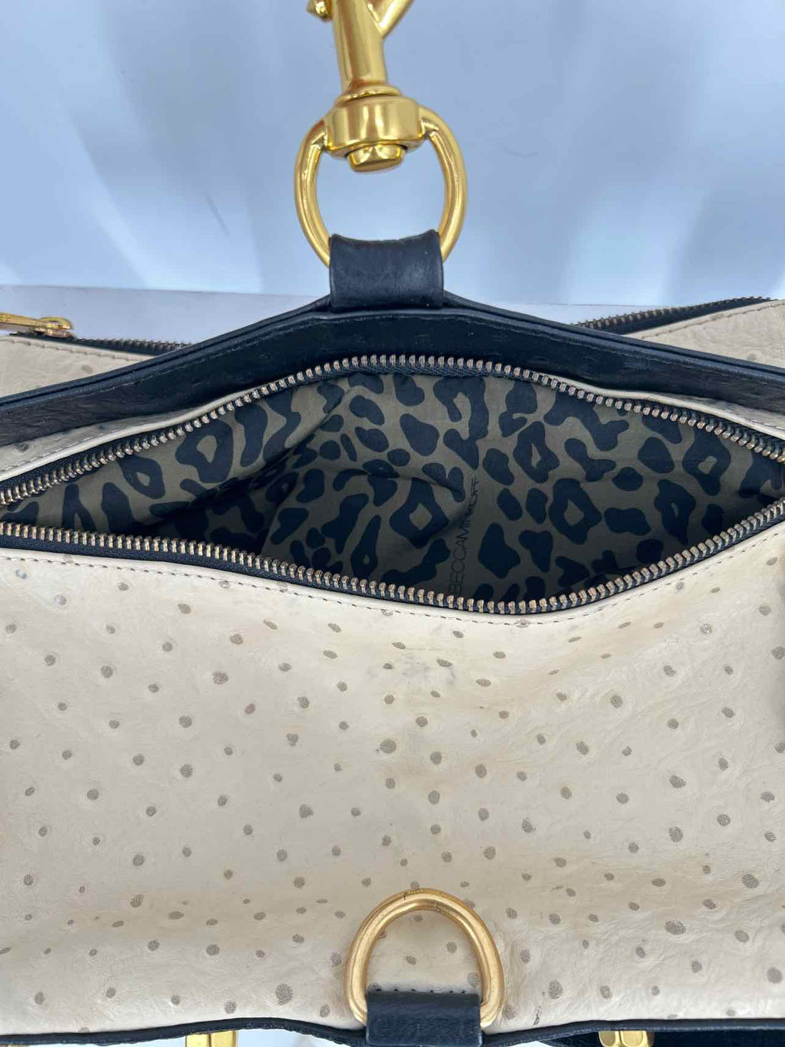 Rebecca Minkoff Off White Ostrich Embossed Leather Good Shoulder