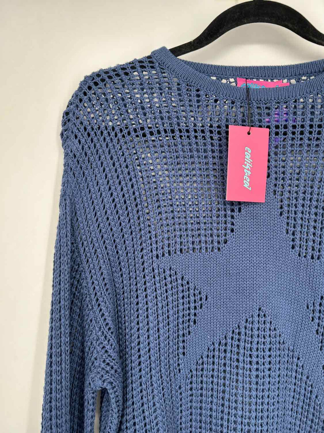 Edikted Size S Navy Open Knit Sweatshirt