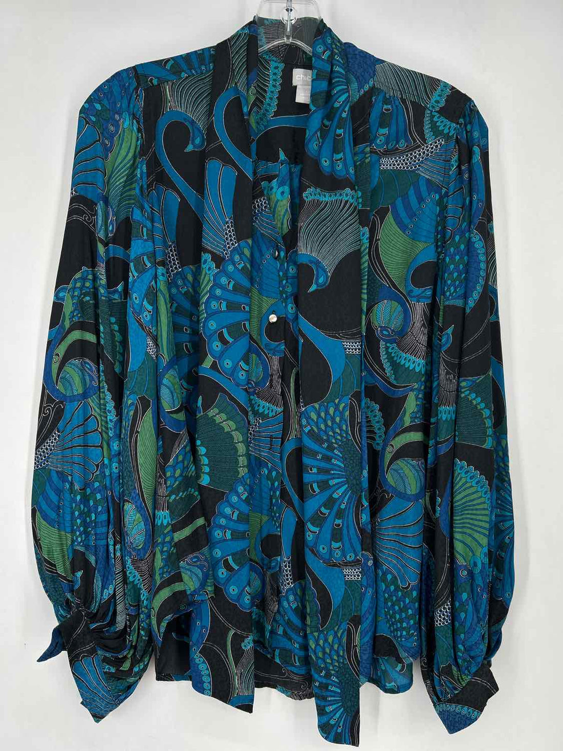 Chicos Size 0 (s) Black Print Long Sleeve