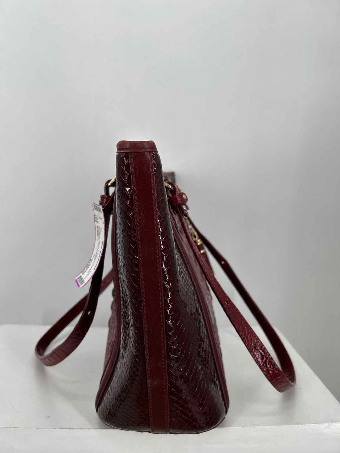 Brahmin Burgundy Genuine Leather Pre Owned Tote