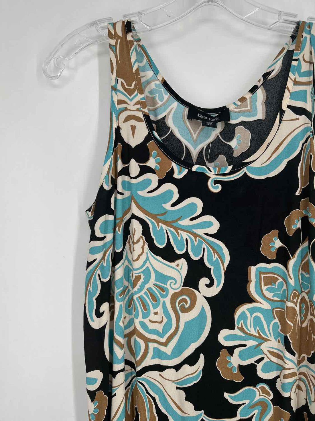 Karen Kane Size SP Navy & Beige Print Sleeveless Dress