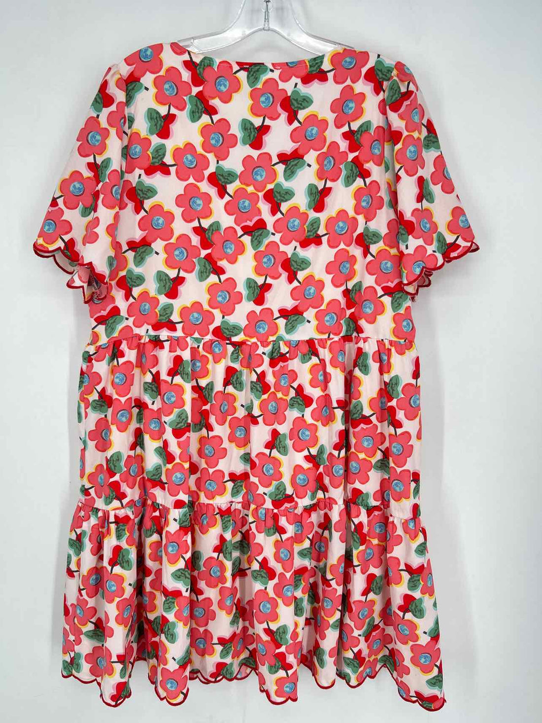 Jodifl Size L White & Pink Floral Short Sleeve Dress