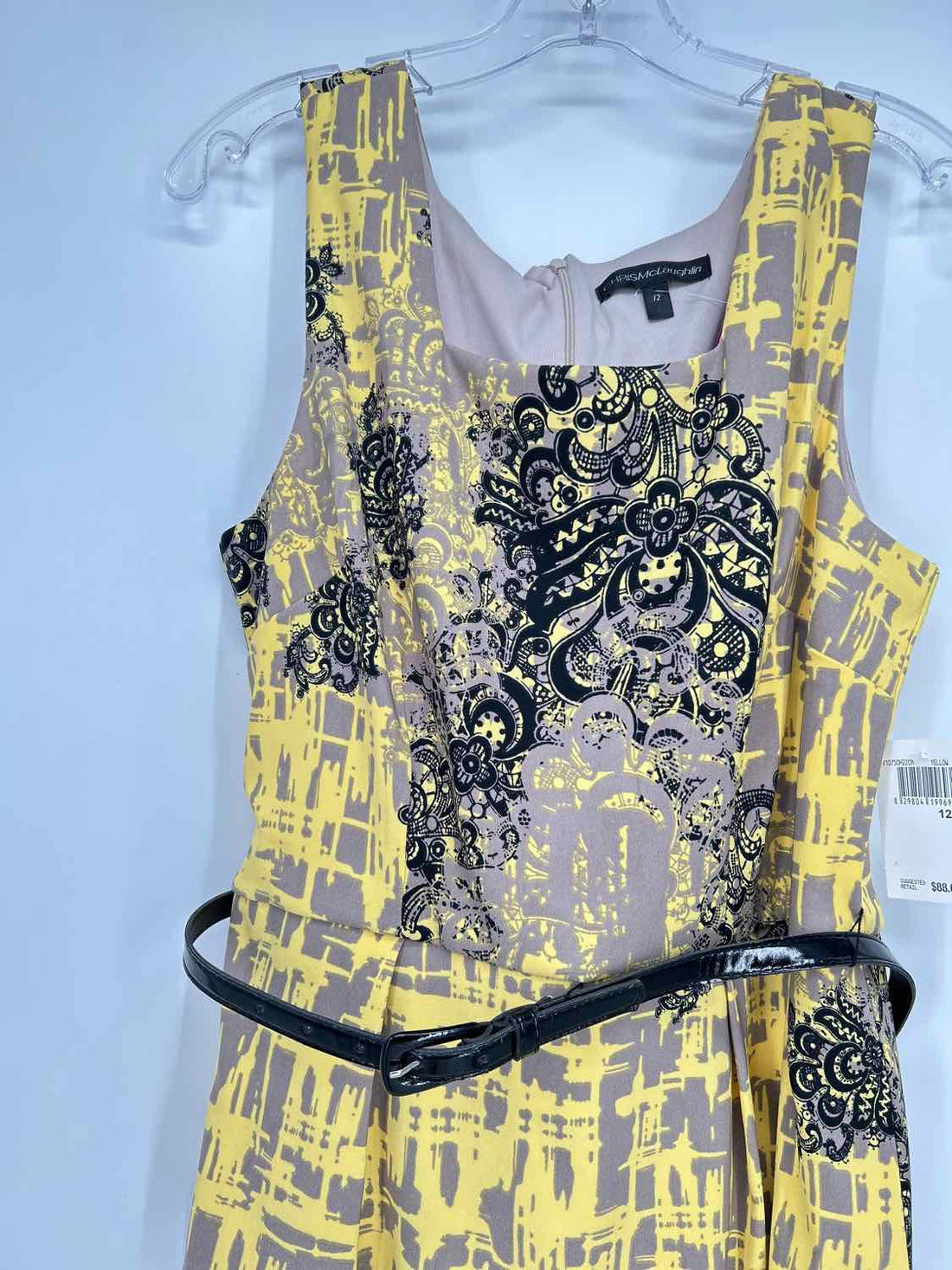 Chris McLaughlin Size 12 Yellow Print NWT Dress