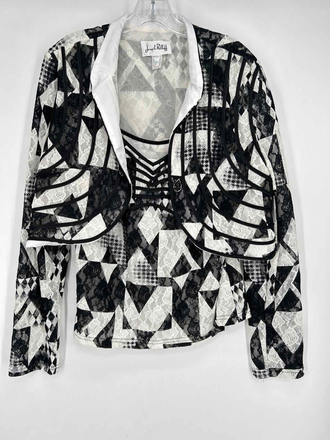 Joseph Ribkoff Size 16 Black & White Print Lace Multi-Piece Set