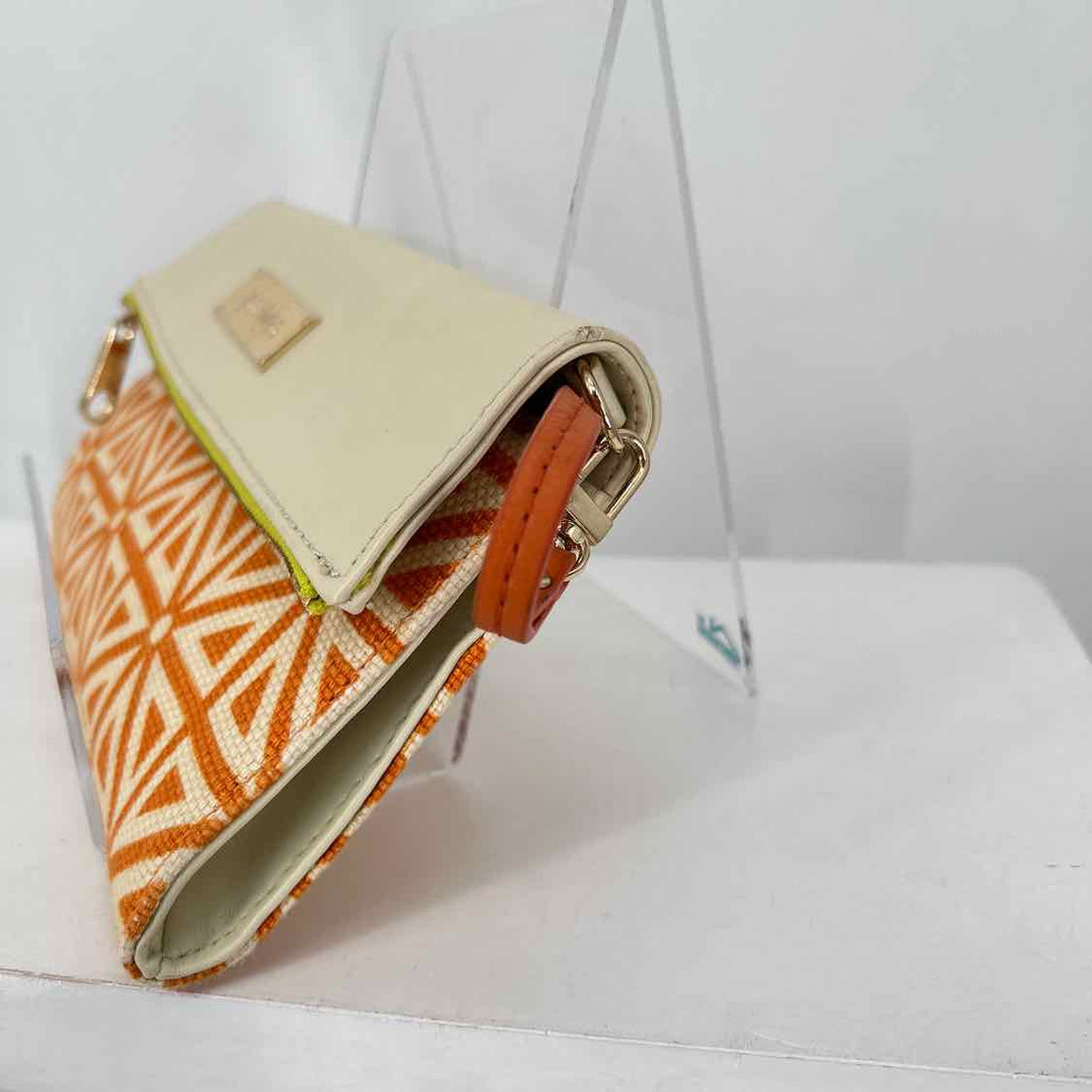 Spartina 449 Cream & Orange Canvas Pre Owned Clutch