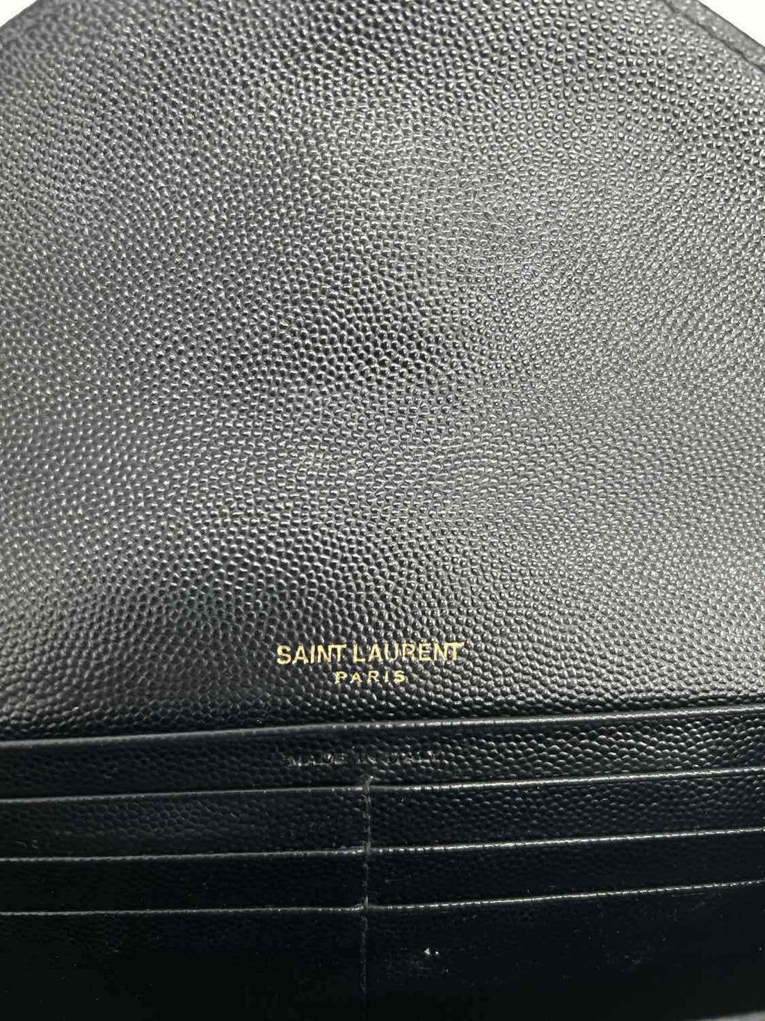YSL Cassandre Large Flap Black Grained Leather Pre Owned LUXURY