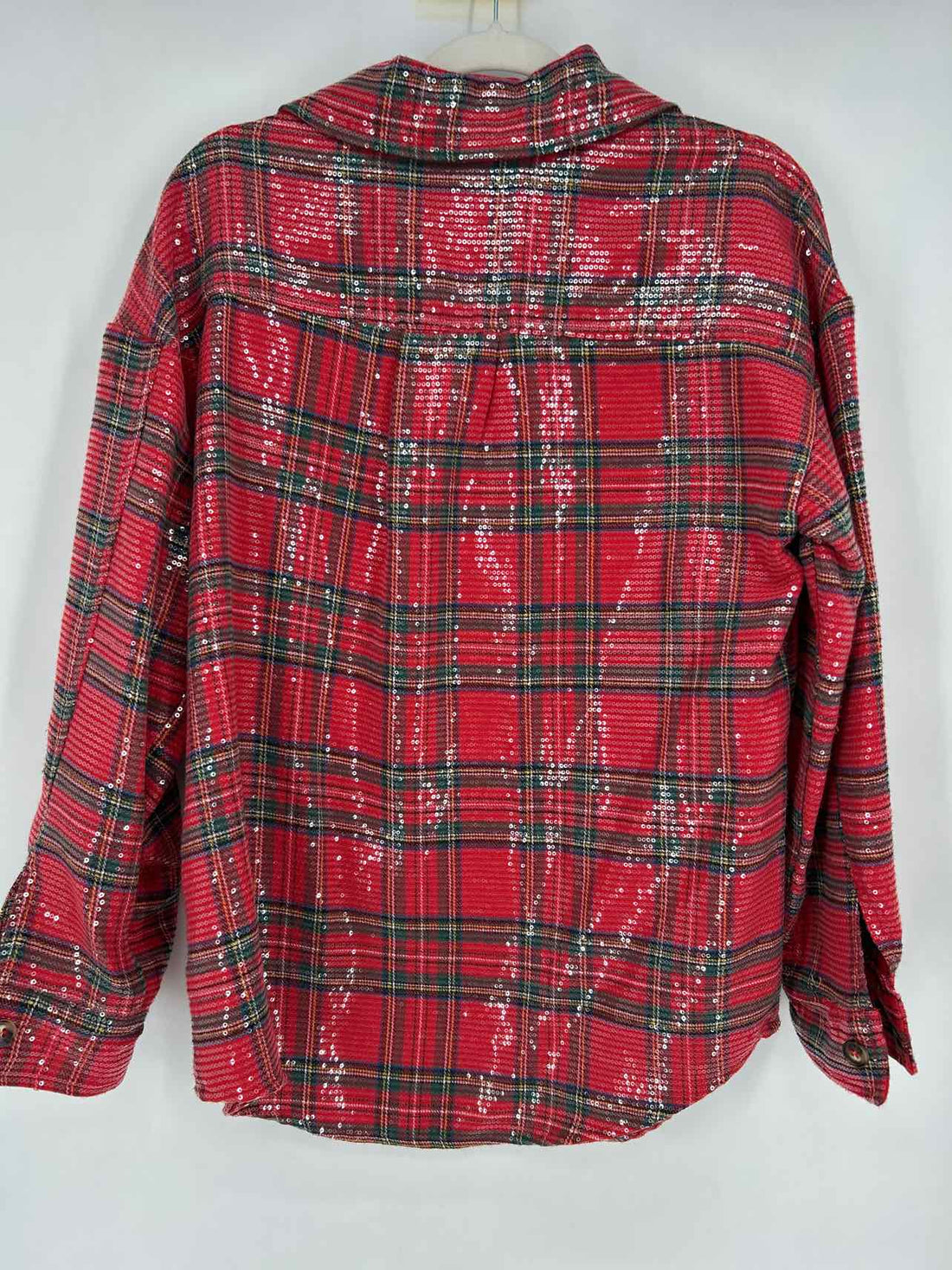 Bibi S Red Plaid Sequined Long Sleeve Holiday