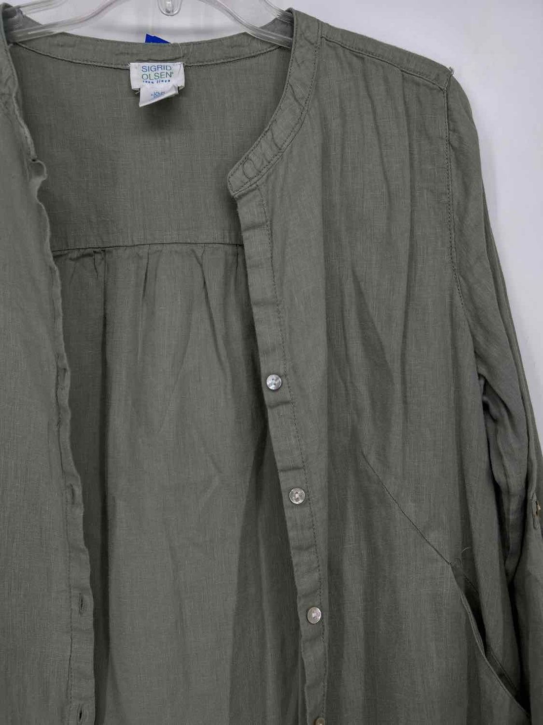 Sigrid Olsen Size M Light Green Linen 100% Long Sleeve