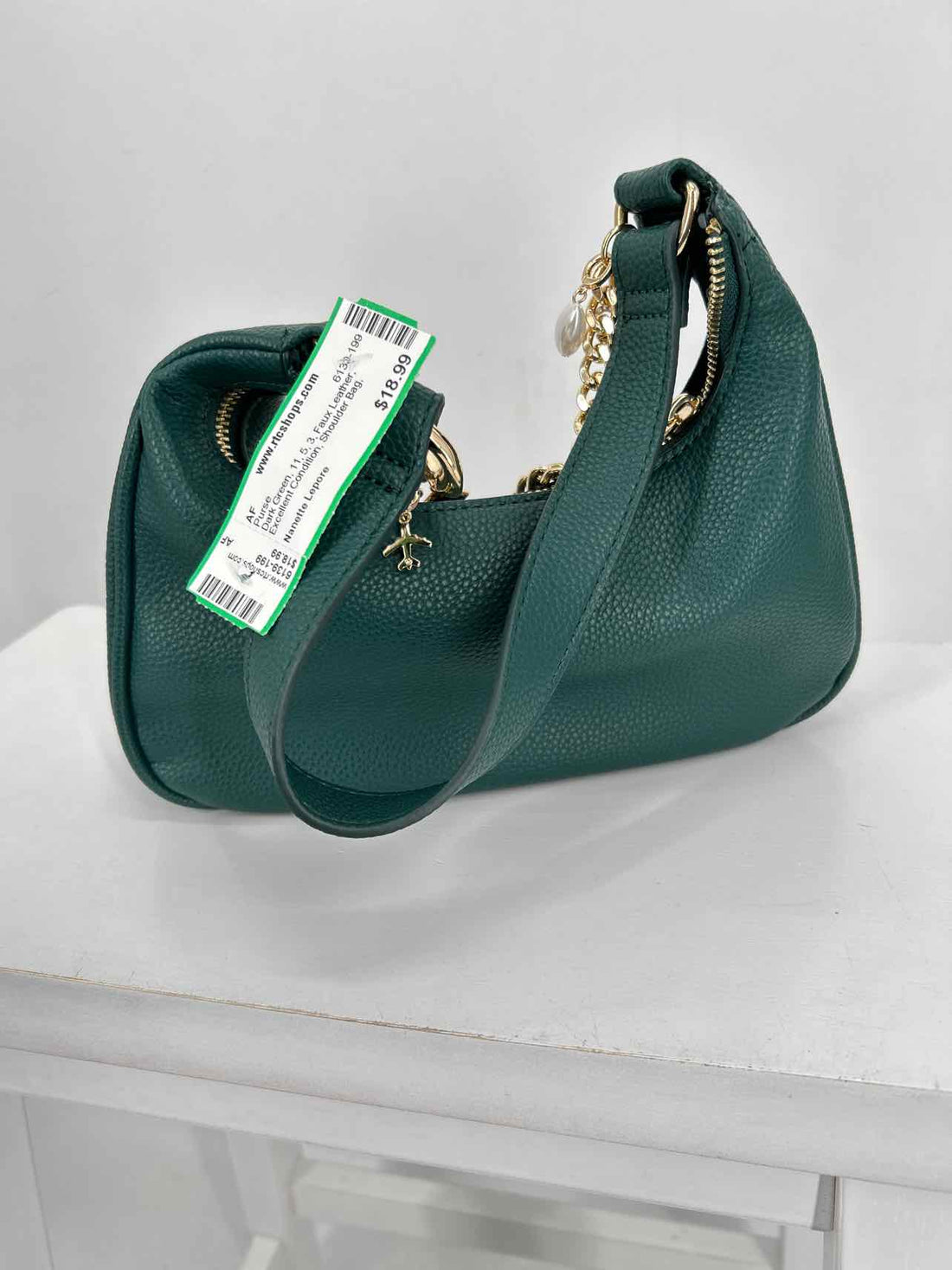 Nanette Lepore Dark Green Faux Leather Excellent Condition Purse