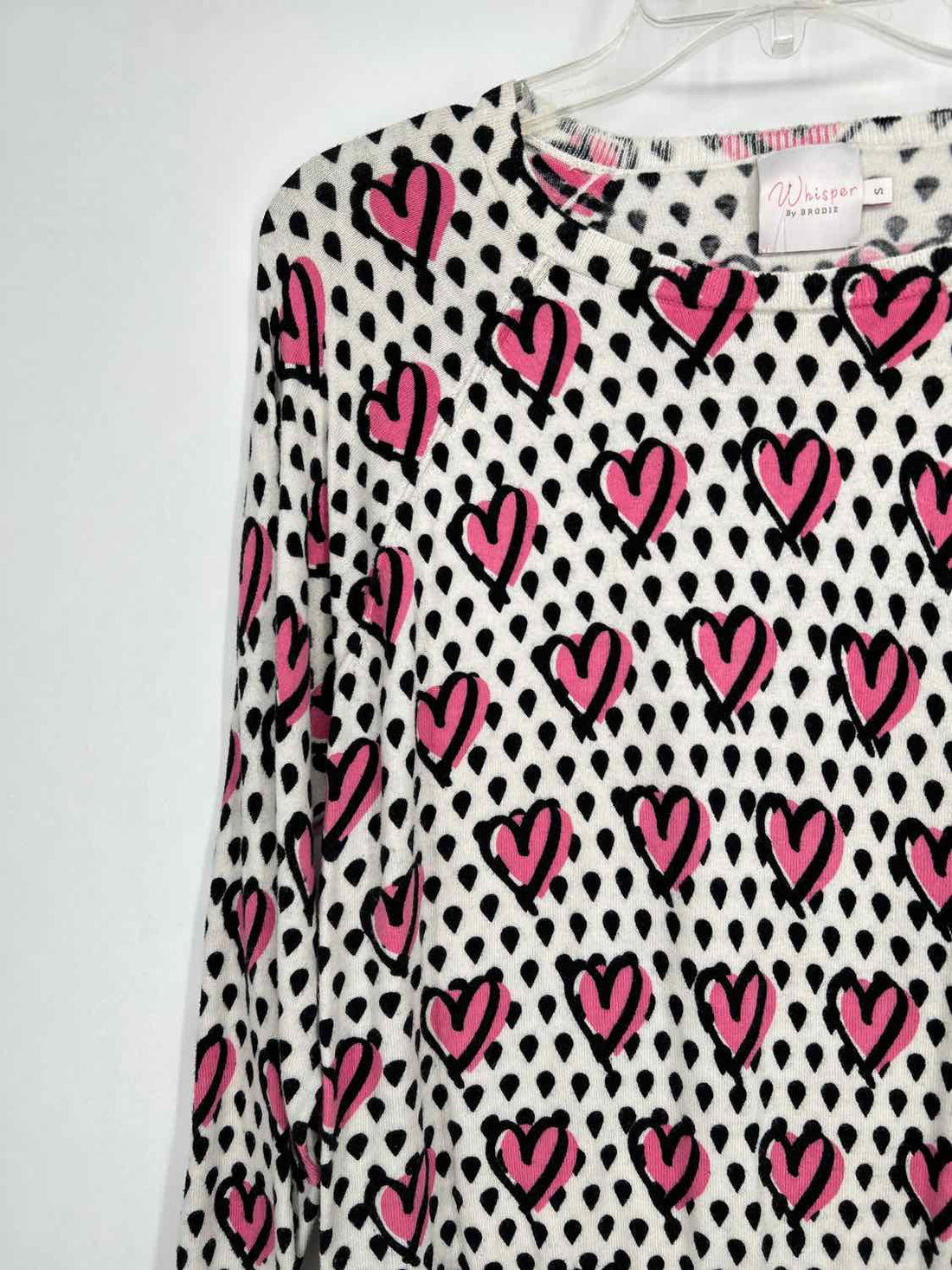 Whisper by Brodie Size S White Black & Pink Sweater