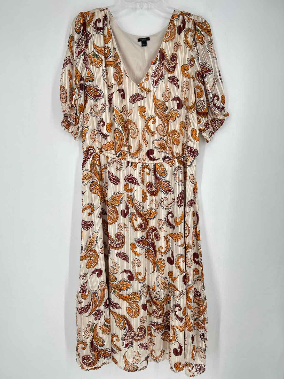 Ann Taylor Size 14 Cream Paisley SS Dress