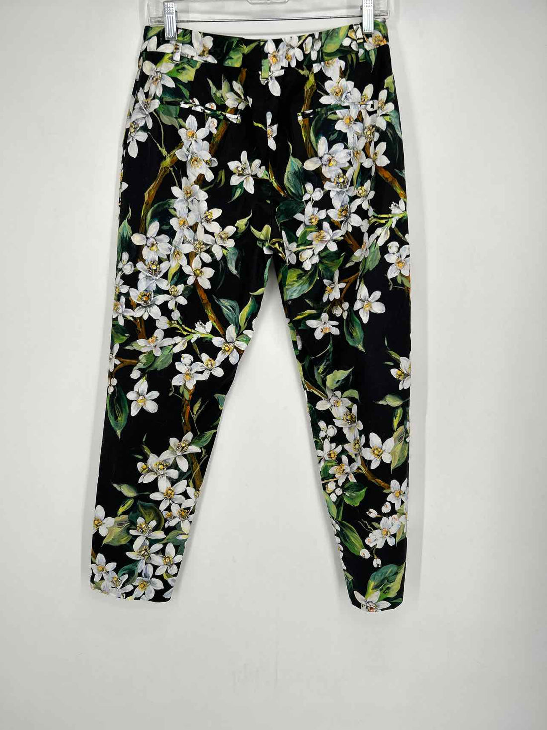 Dolce & Gabbana Size 44/M Black Floral Cotton Pants