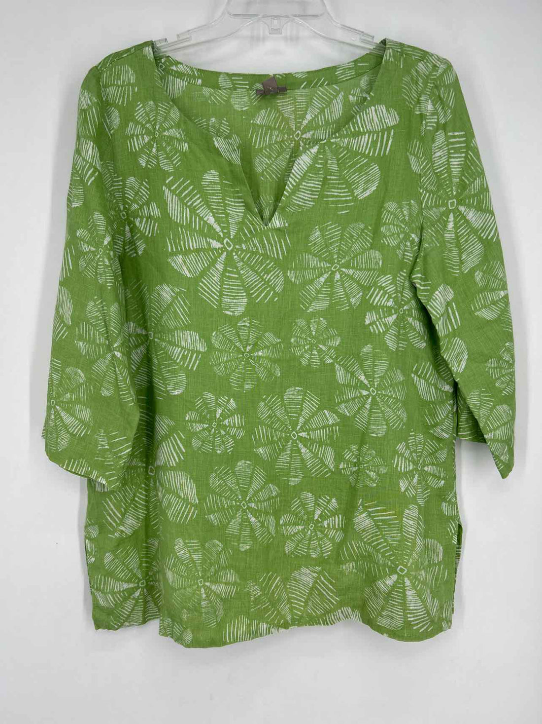 J Jill Size M Green Print Long Sleeve