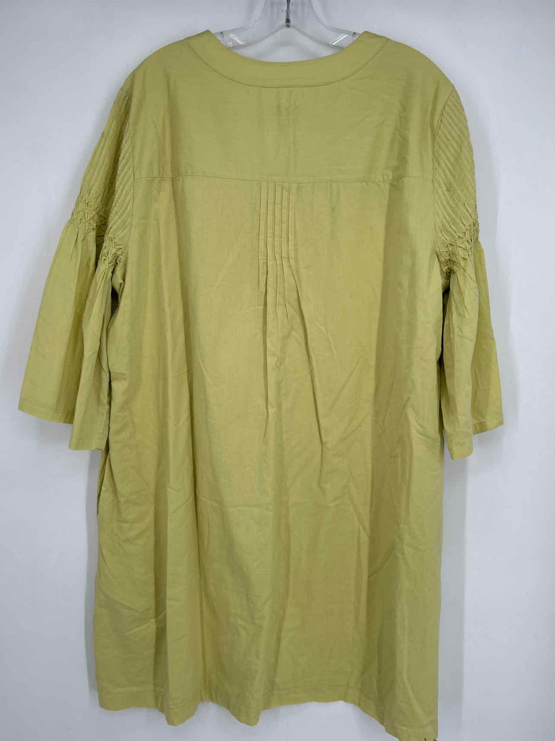 Chicos Size 3 (16) Light Yellow/Green Long Sleeve Dress