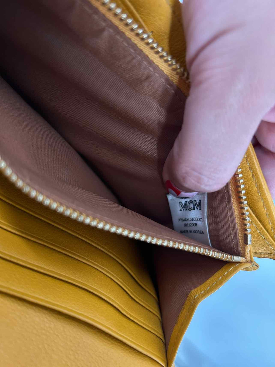 MCM Tracy Visetos Cognac Large Wallet, missing chain