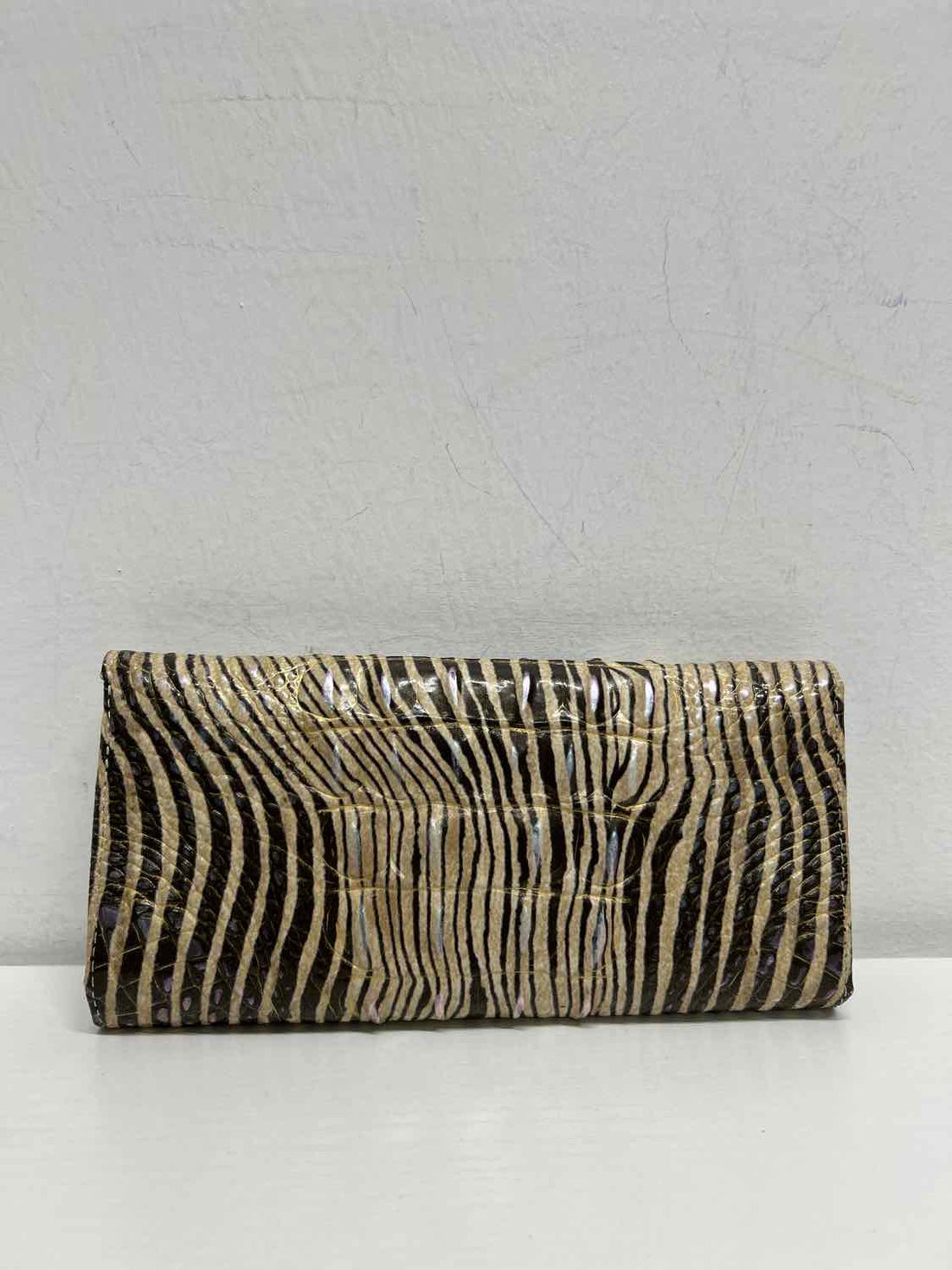Brahmin Zebra Croc Embossed Leather Pre Owned Wallet