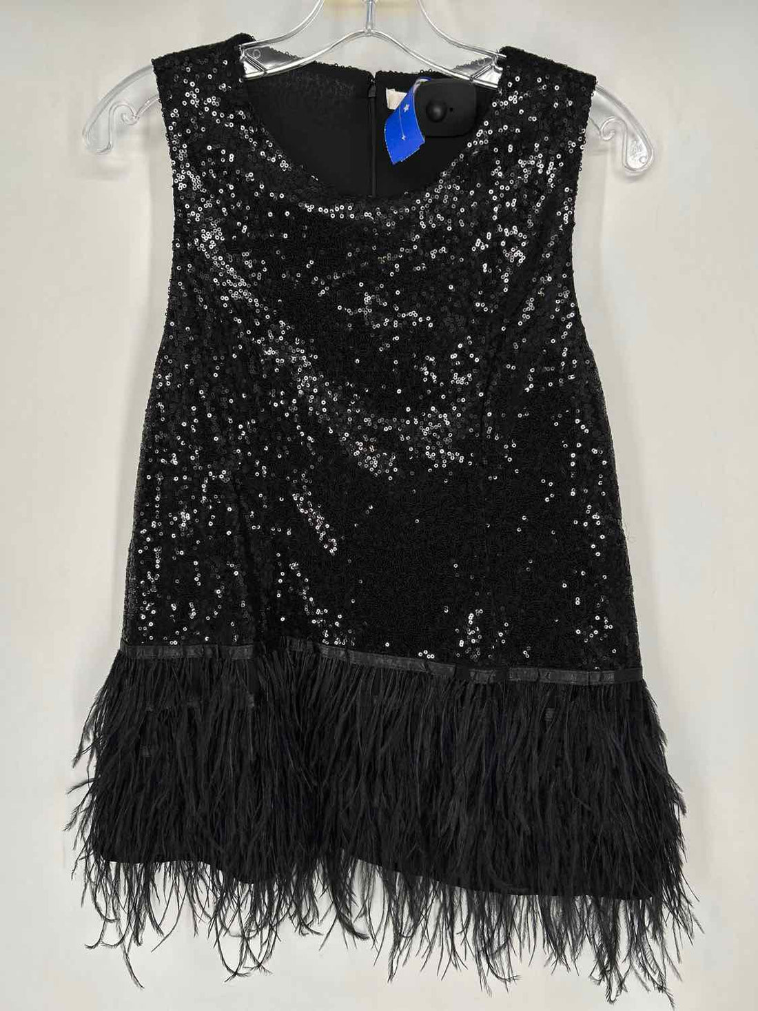 Tyler Boe L Black Sequin Feather Sleeveless Holiday