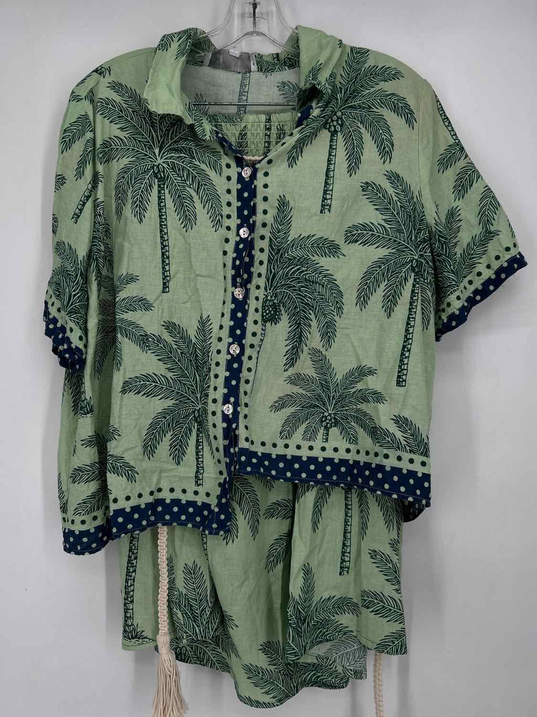 C&C California Size XL Light Green Print Linen/Rayon Multi-Piece Set