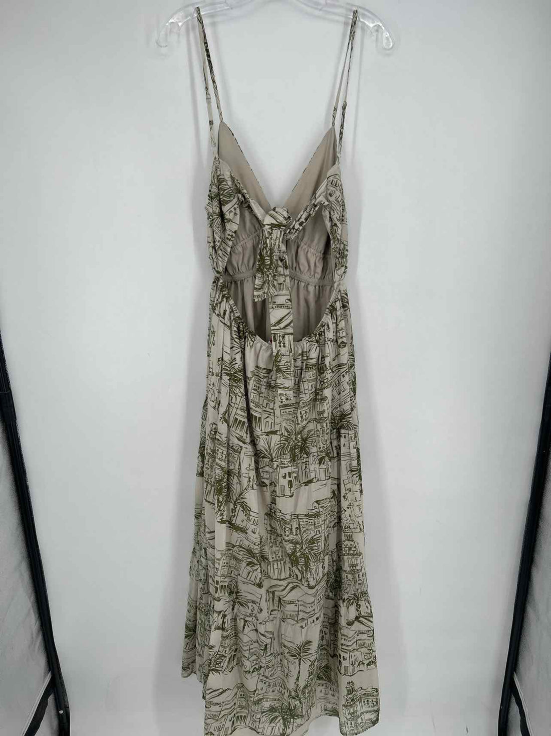 Meet Me In Santorini Size L Beige & Olive Print Maxi