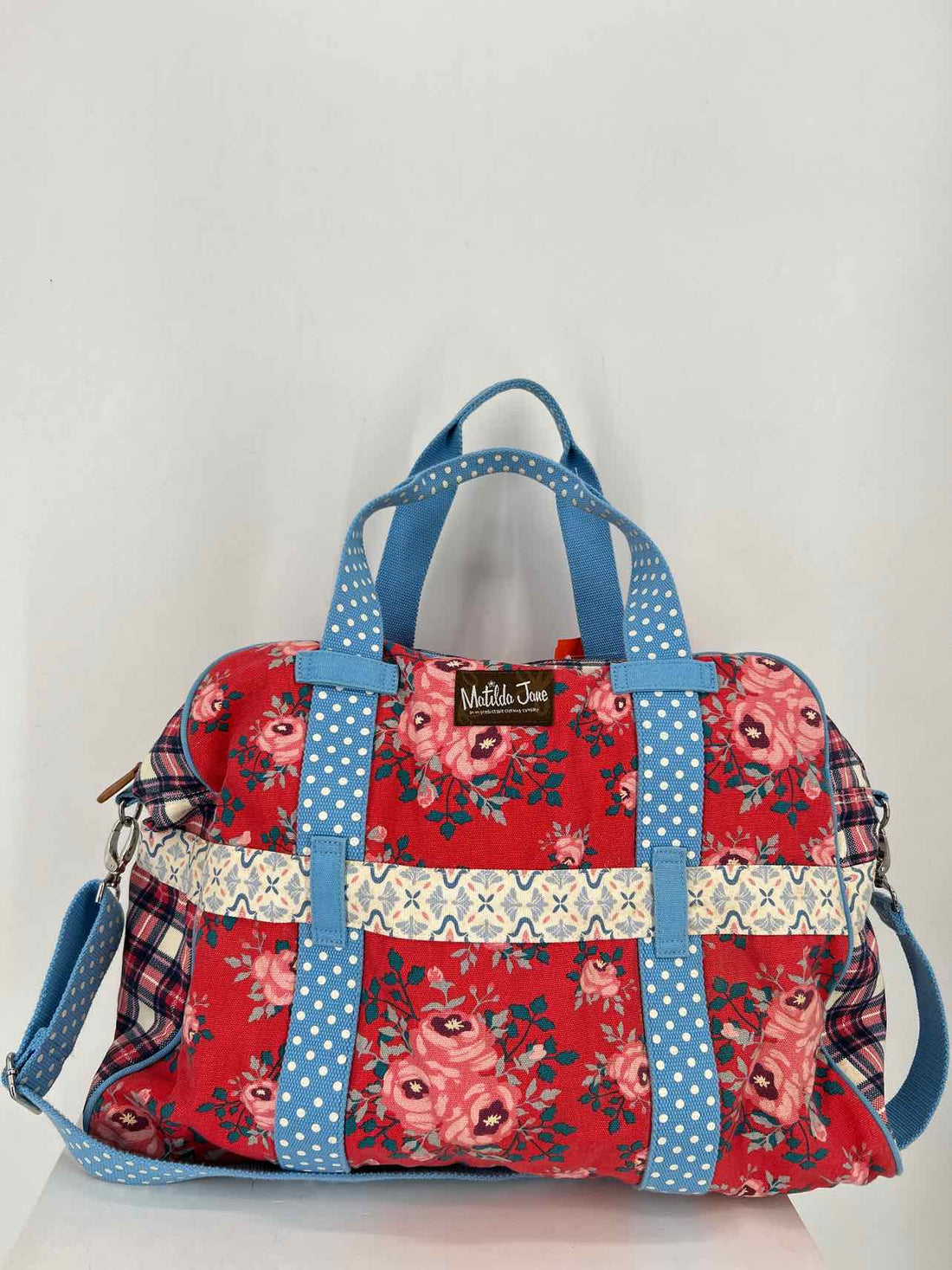 Matilda Jane Red & Blue Print Canvas Pre Owned Duffel