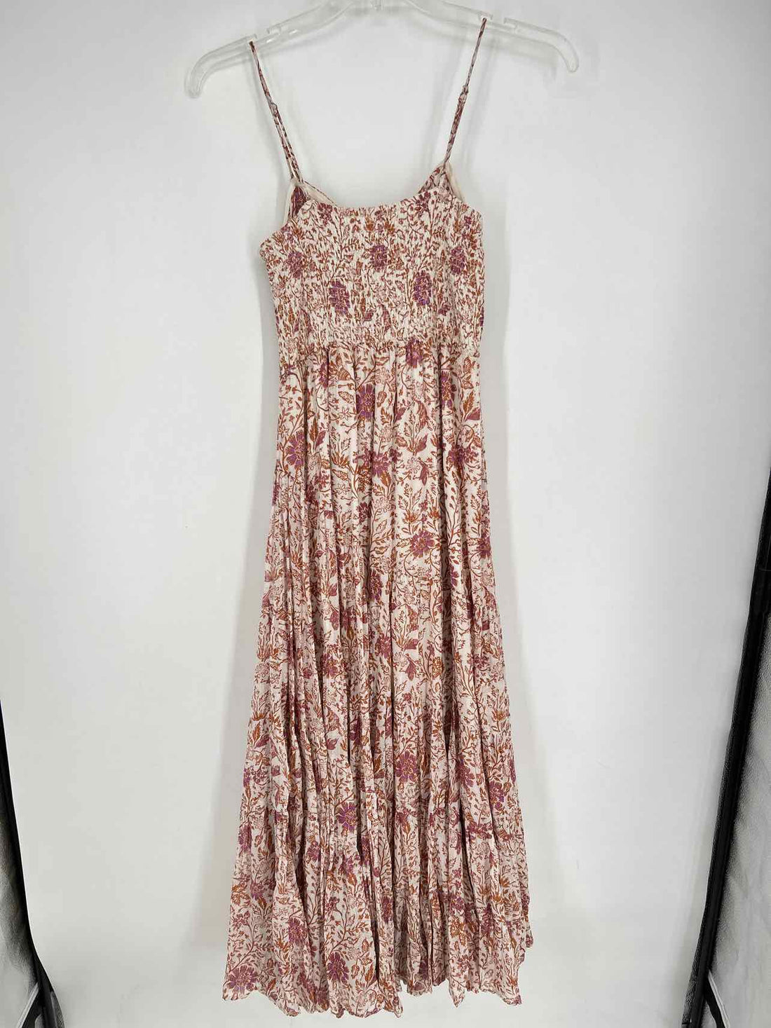 Free People Size M White & Brown Floral Sleeveless Maxi