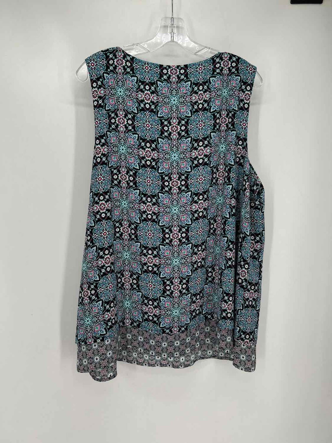 J Jill Size XL Navy & Blue Print Sleeveless