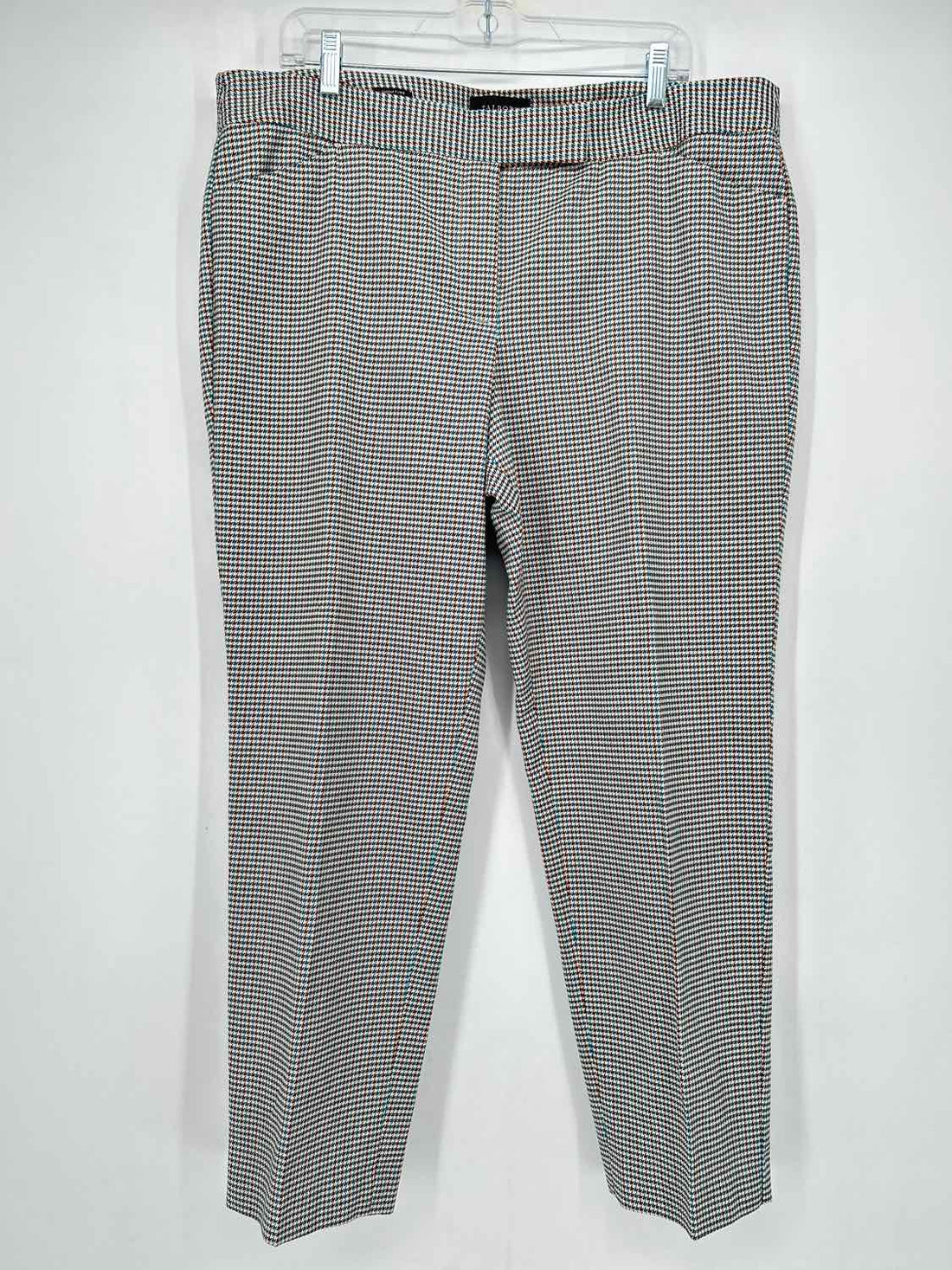 Talbots Size 16 Tan Brown & Blue Houndstooth Signature Pants