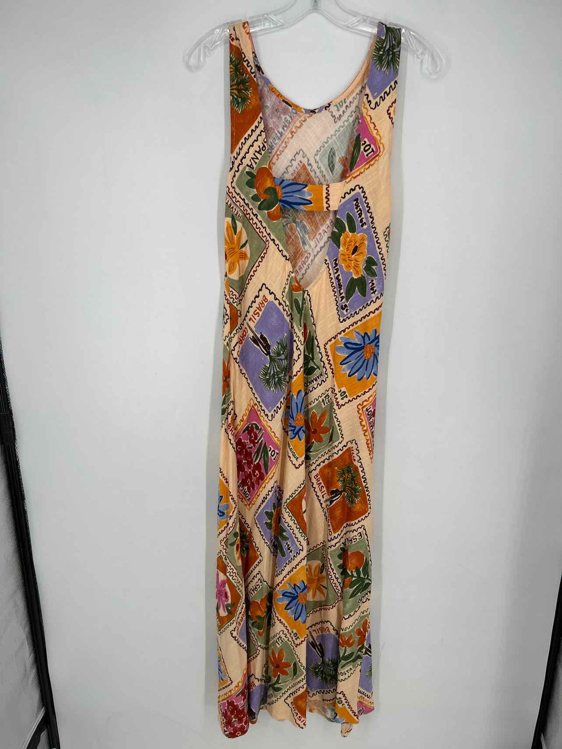 Paper Heart Size M Cream Print Rayon/Linen Sleeveless Maxi