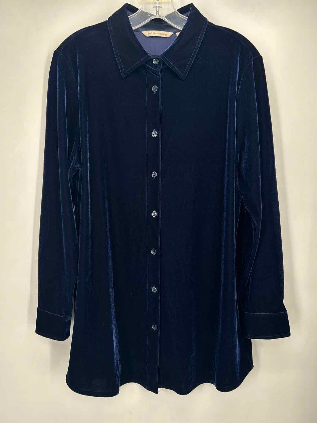 Soft Surroundings Size M Navy Velvet Long Sleeve