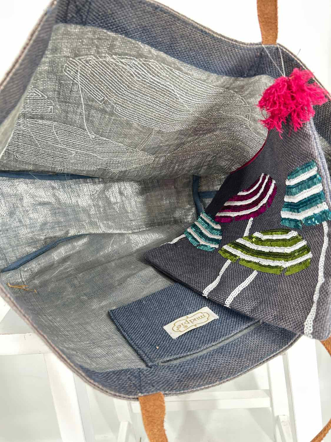 Mud Pie Navy Sequin Umbrella Tote