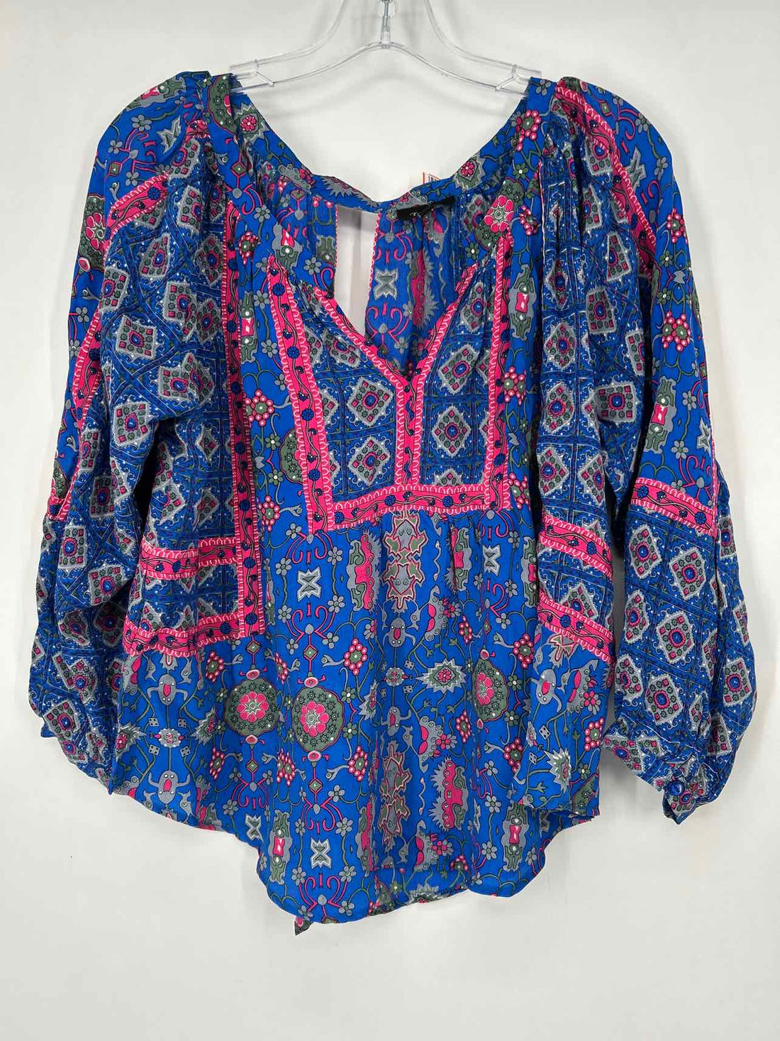 Tolani Size XS Blue & Pink Print Long Sleeve