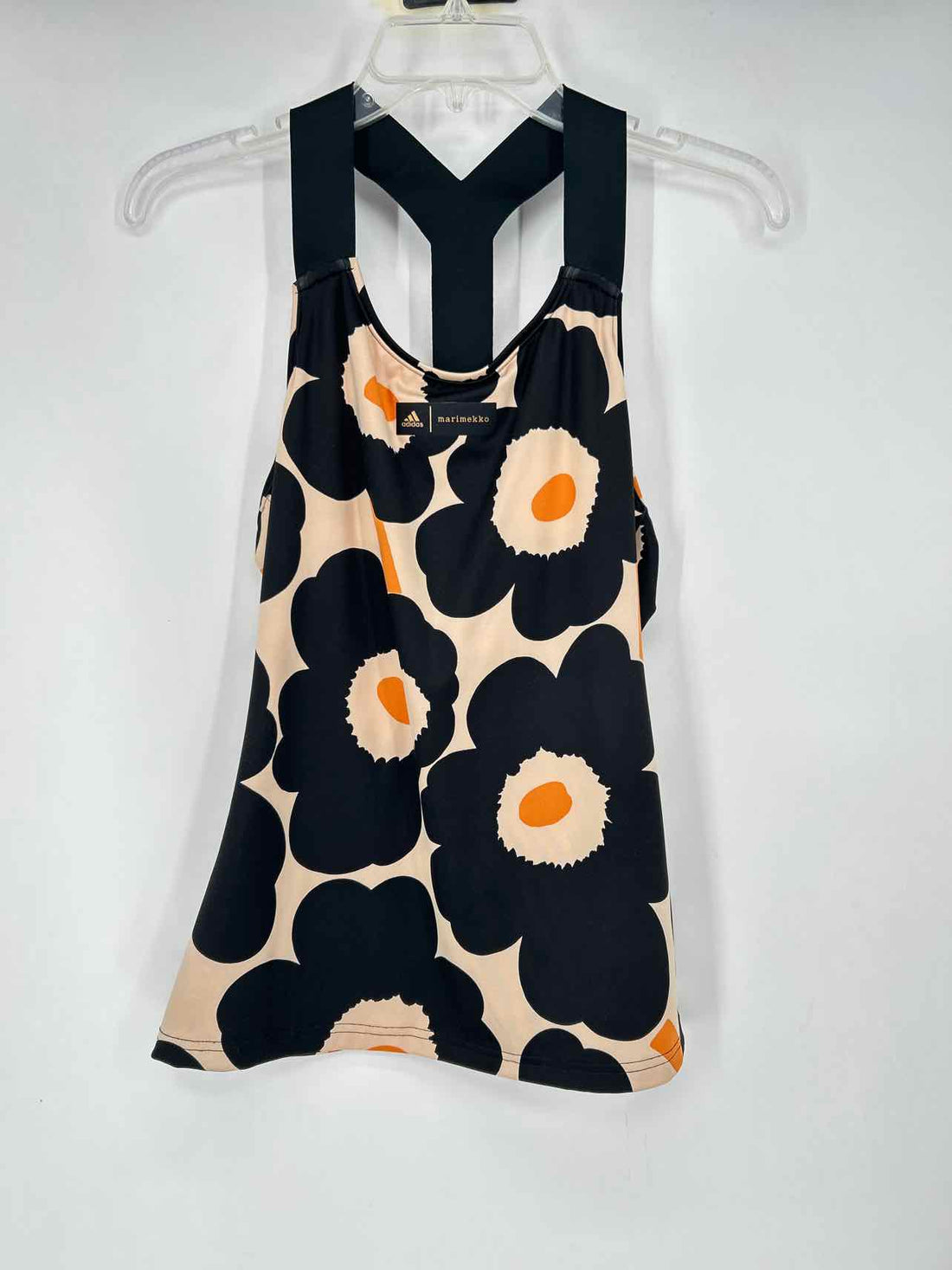 Adidas Size M Black & Beige Print Active Tops