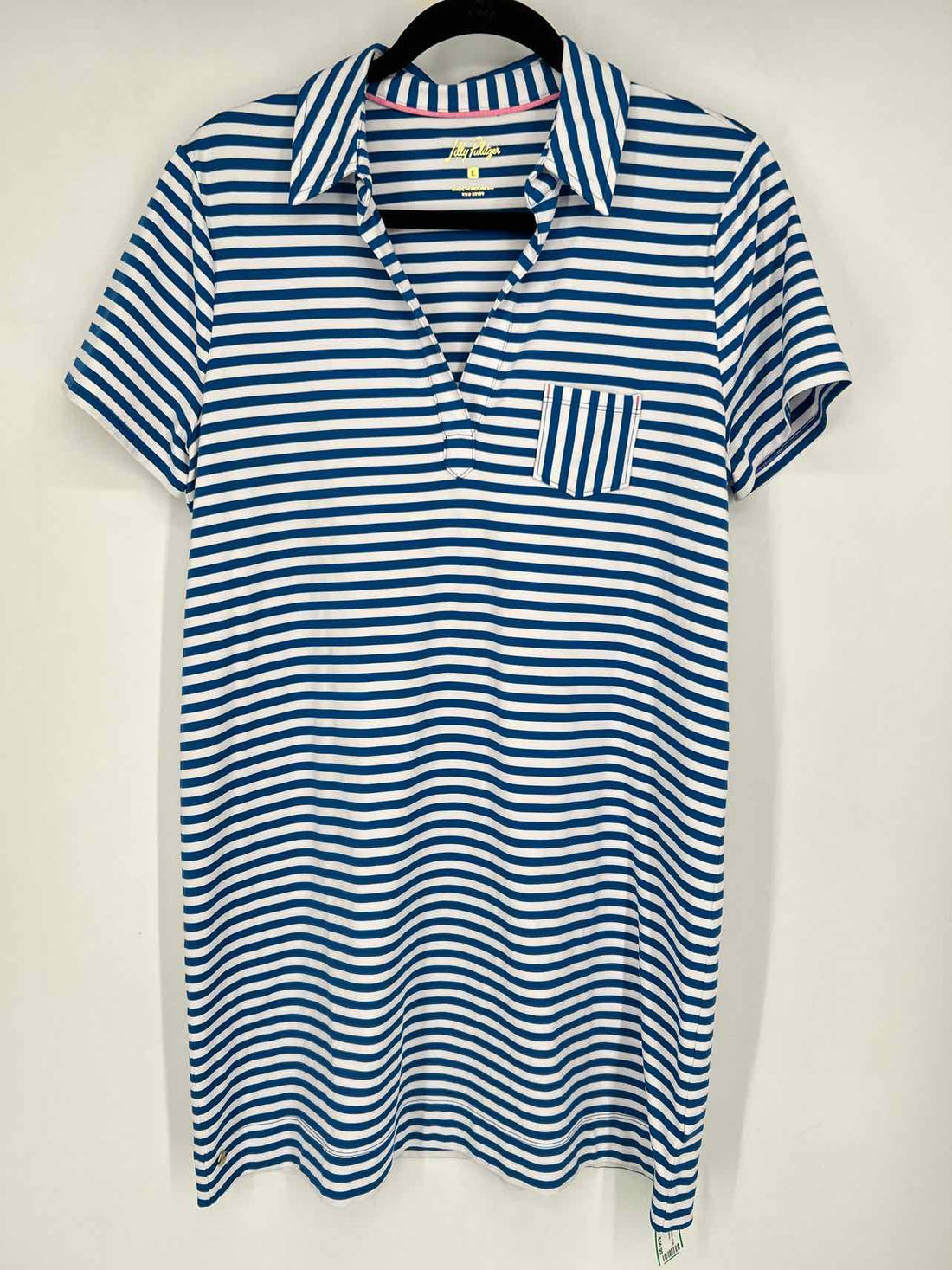 Lilly Pulitzer L White & Blue Striped Short Sleeve Lilly Pulitzer Dress