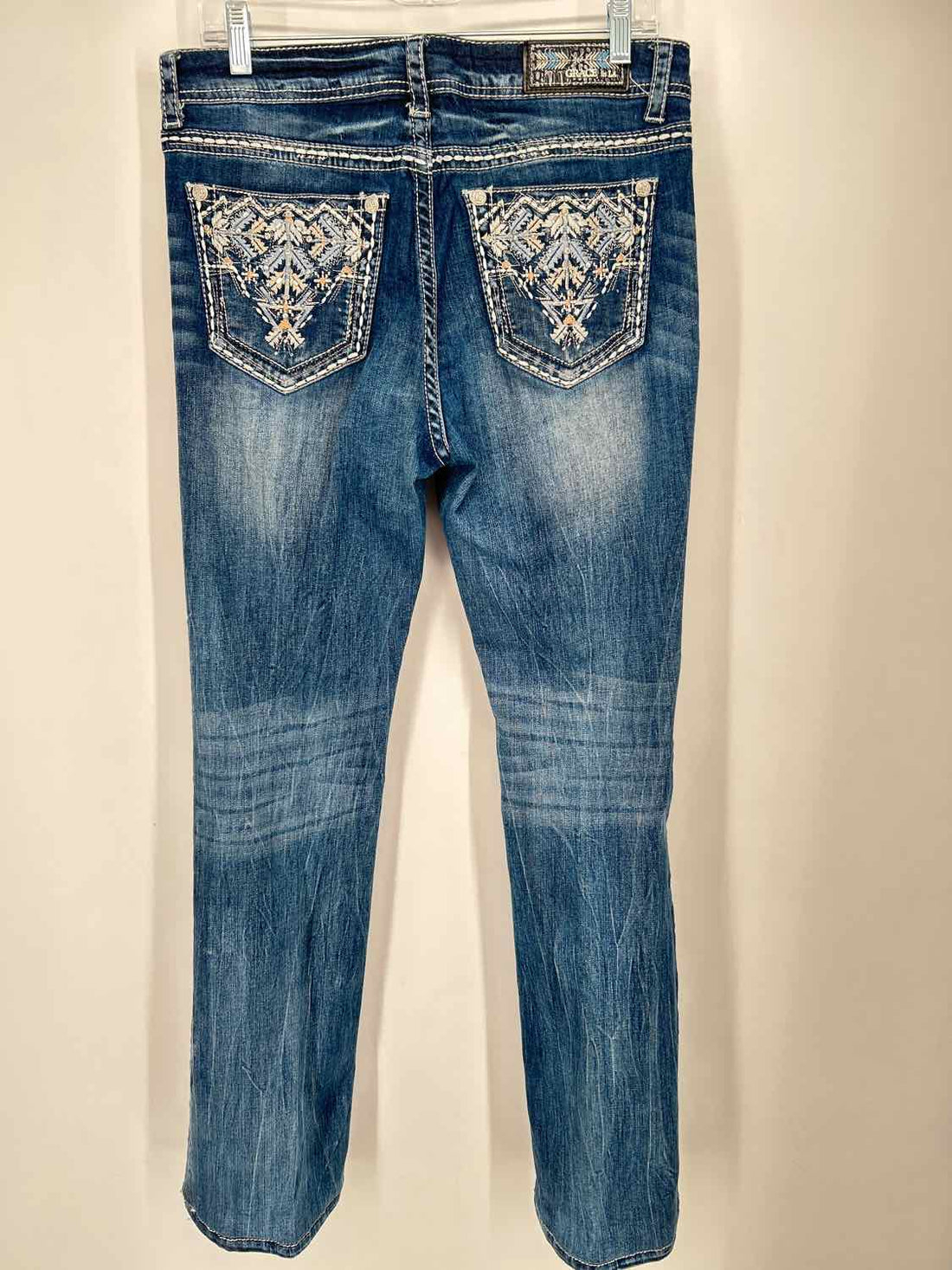 Grace in LA Size 30 Denim & Silver Embroidered Jeans