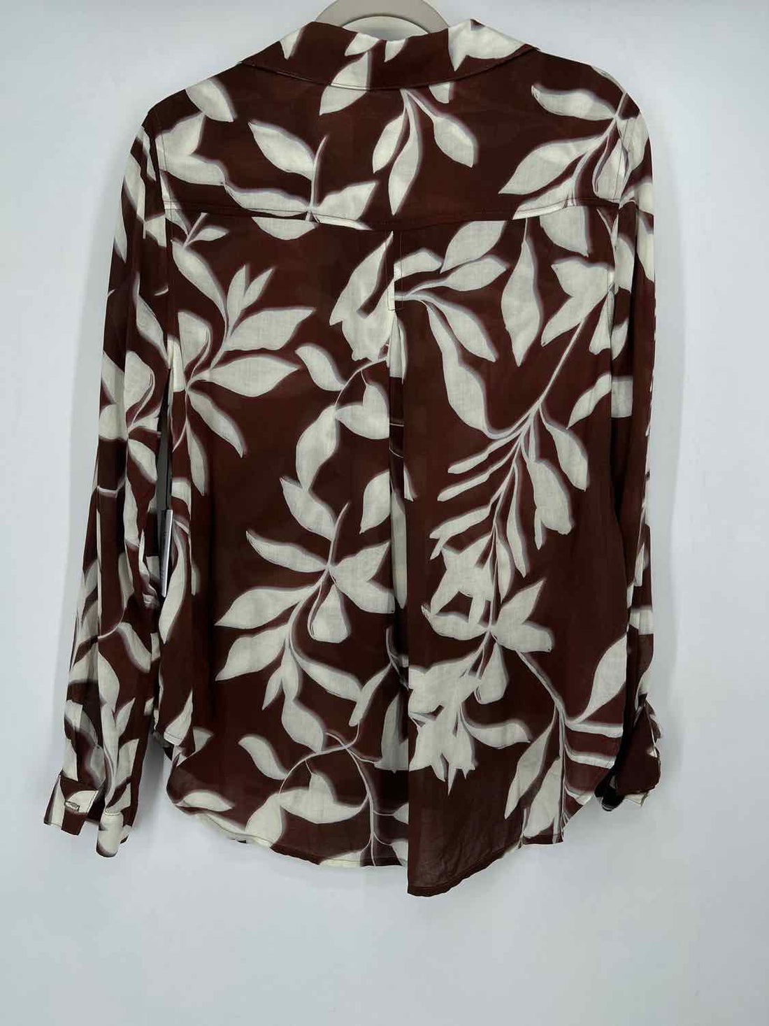 Bella Dahl Size M Brown & White Print Long Sleeve