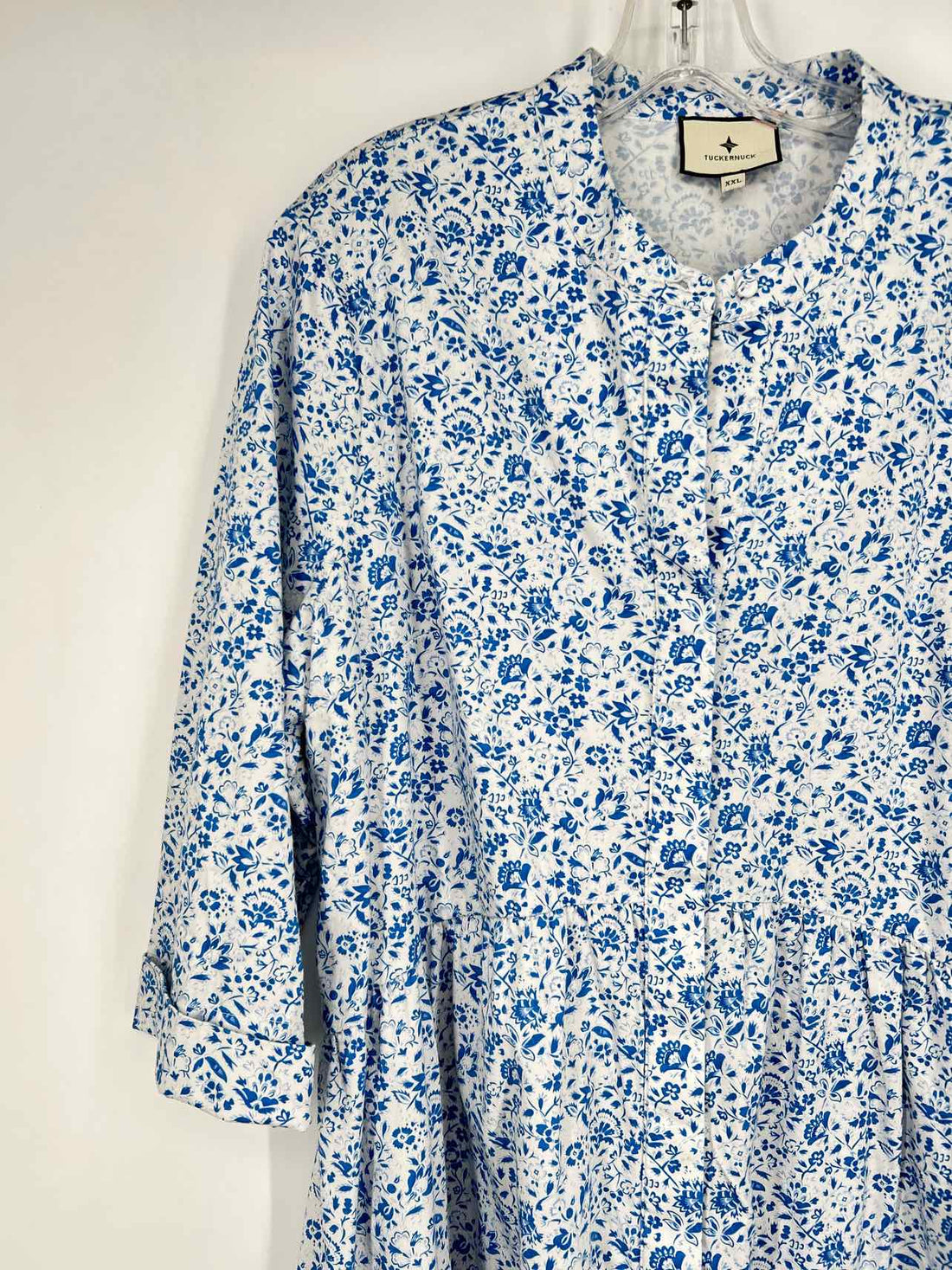 Tuckernuck Size XXL White & Blue Print Dress