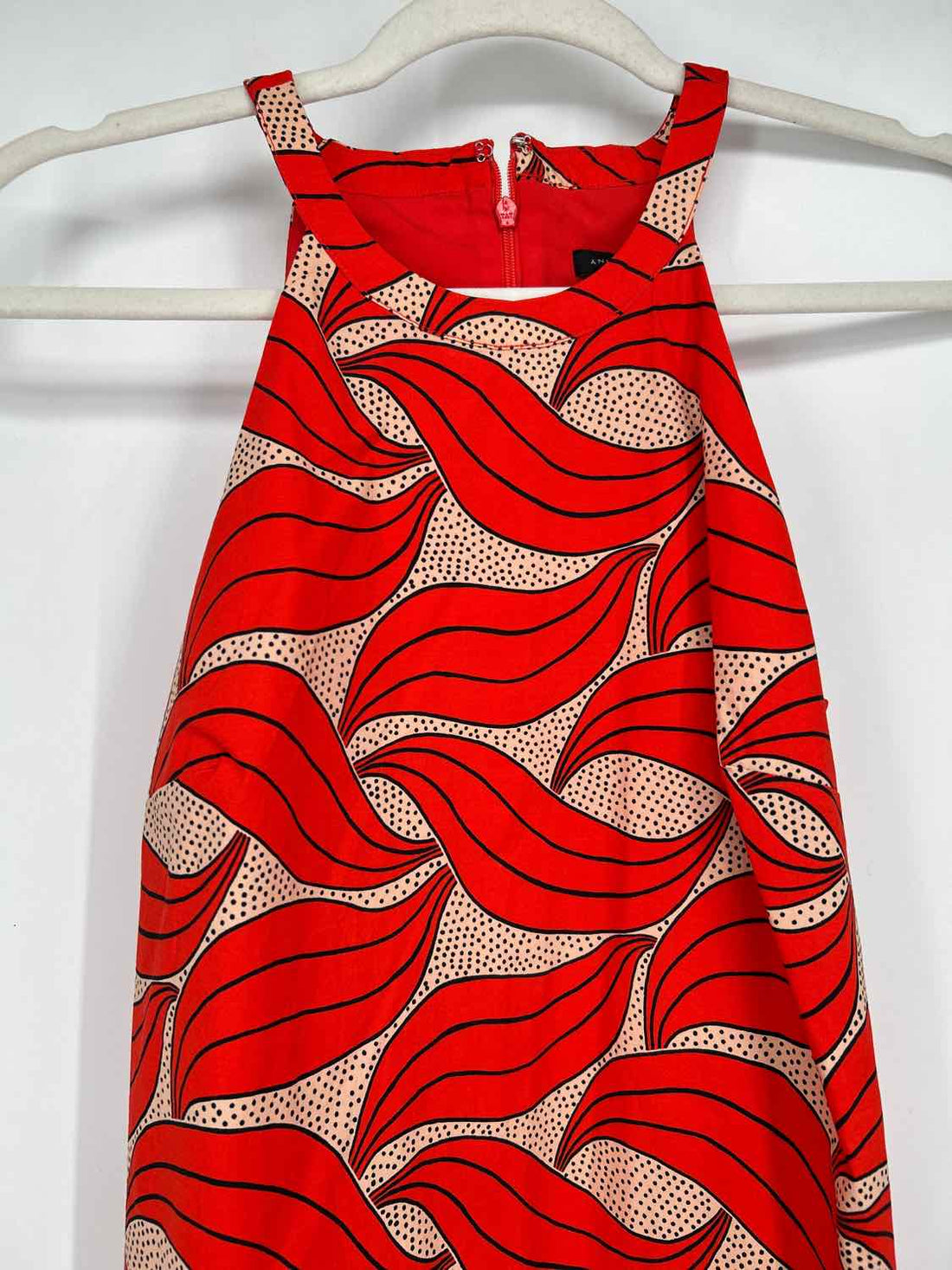 Ann Taylor Size 2 Orange & Beige Print Sleeveless Dress