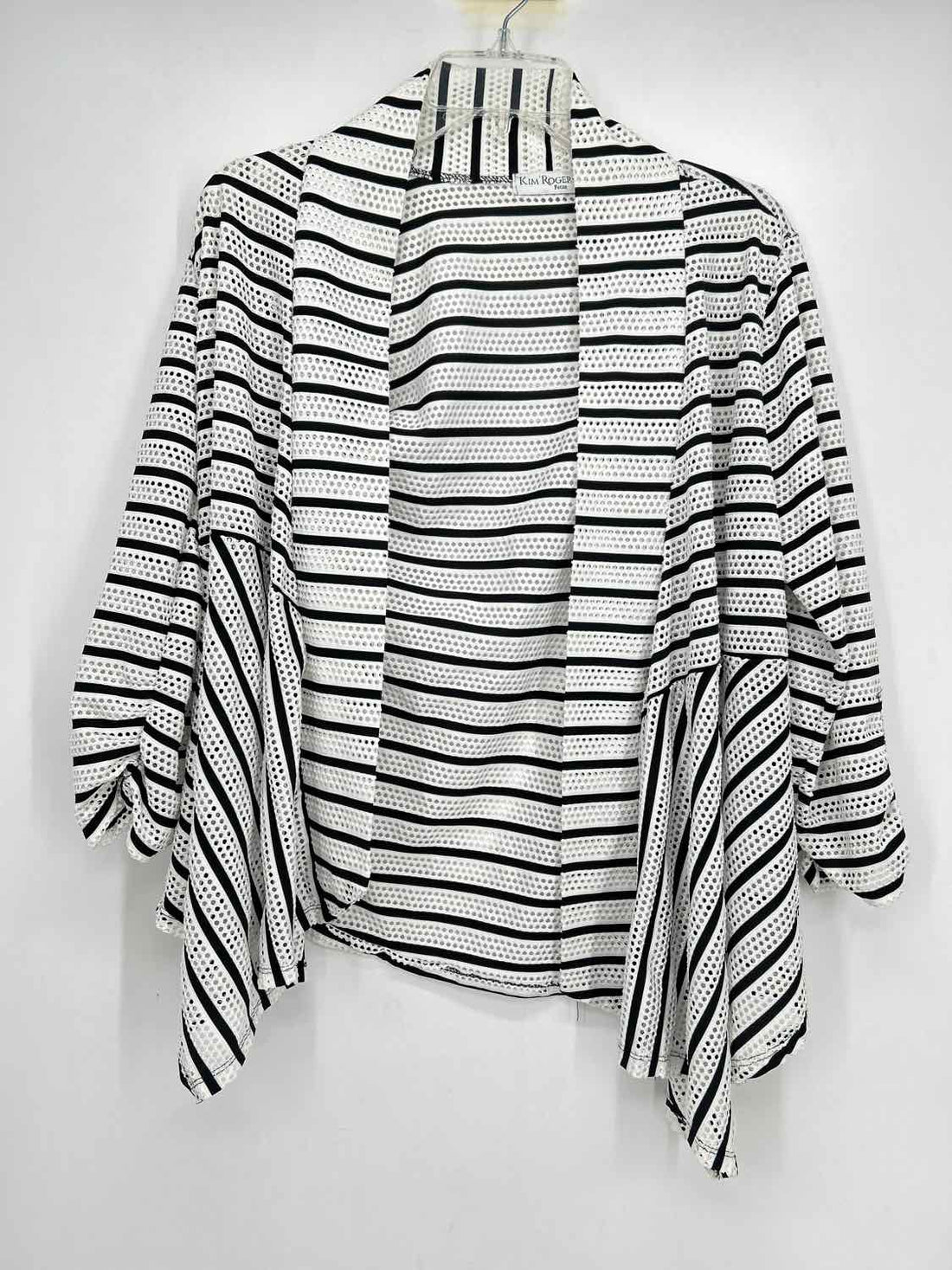Kim Rogers Size MP White & Black Striped Perforated Cardigan