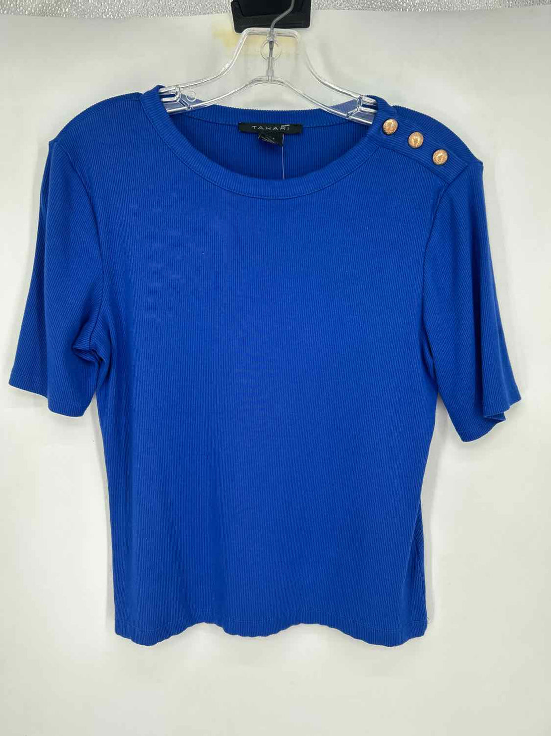 Tahari Size L Cobalt Blue Short Sleeve
