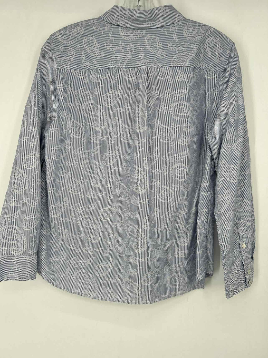 Talbots Size LP White & Blue Striped Long Sleeve