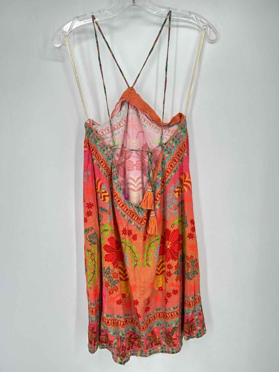 Farm for Anthropologie Size L Pink & Orange Print Sleeveless Dress