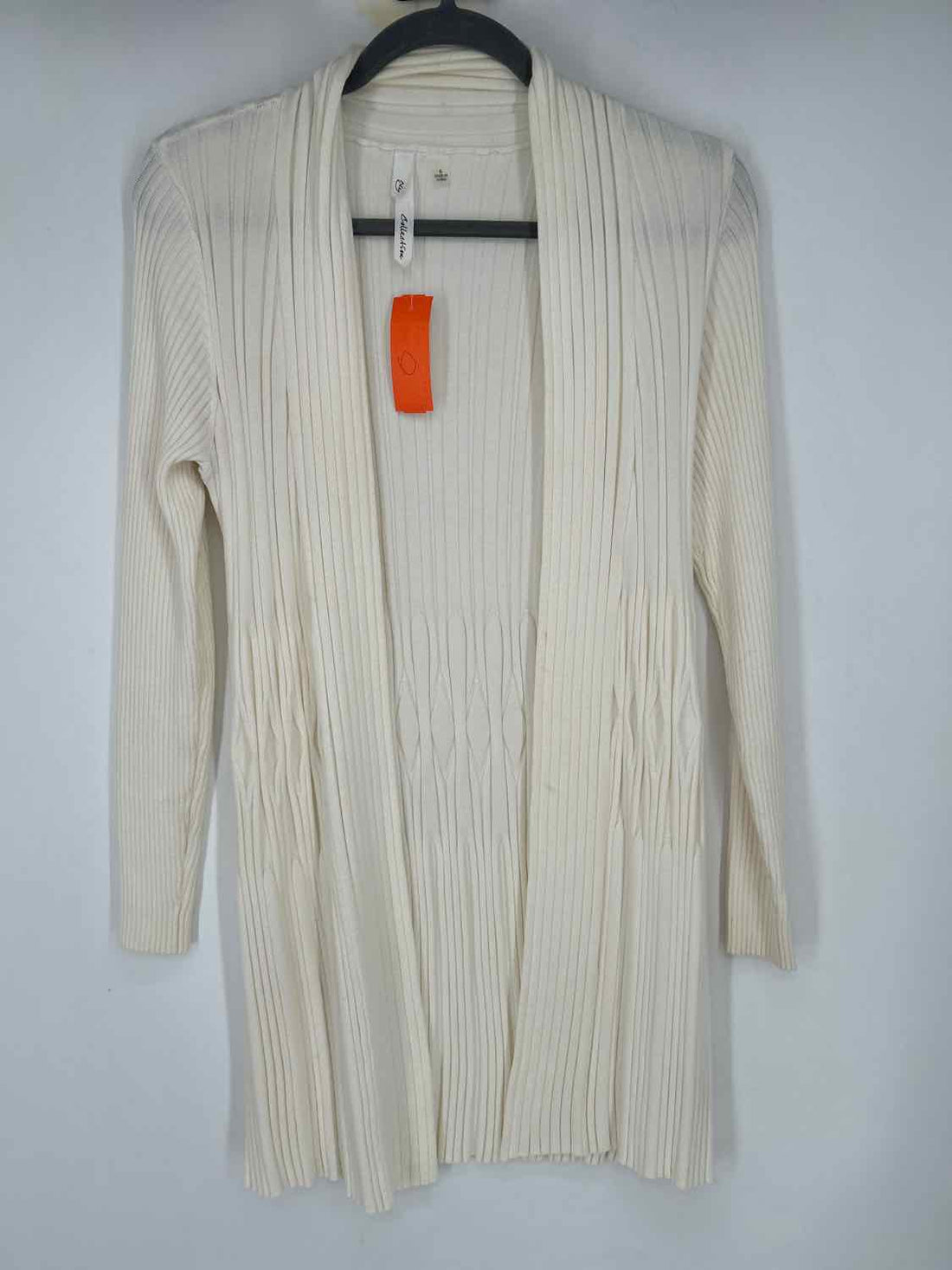 Ny Collection Size S Ivory Ribbed Cardigan