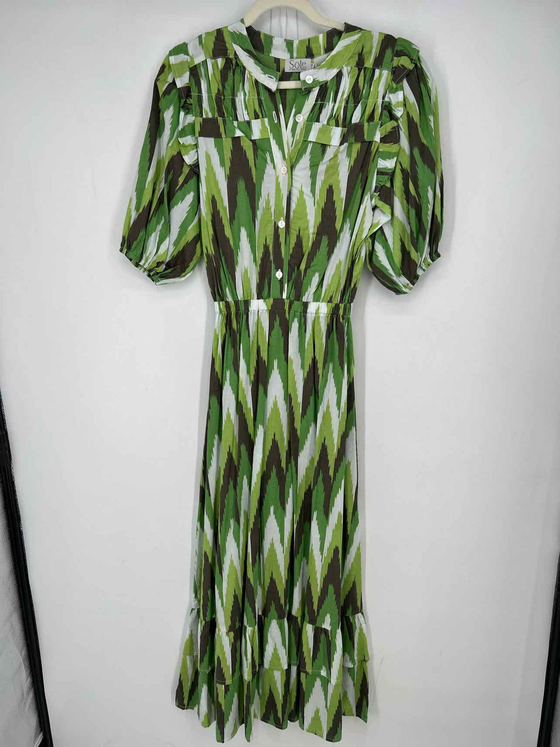 SoLe XS Green & White Print New Boutique Dress