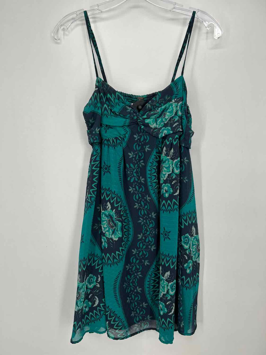 Free People Size M Navy & teal print Sleeveless Dress