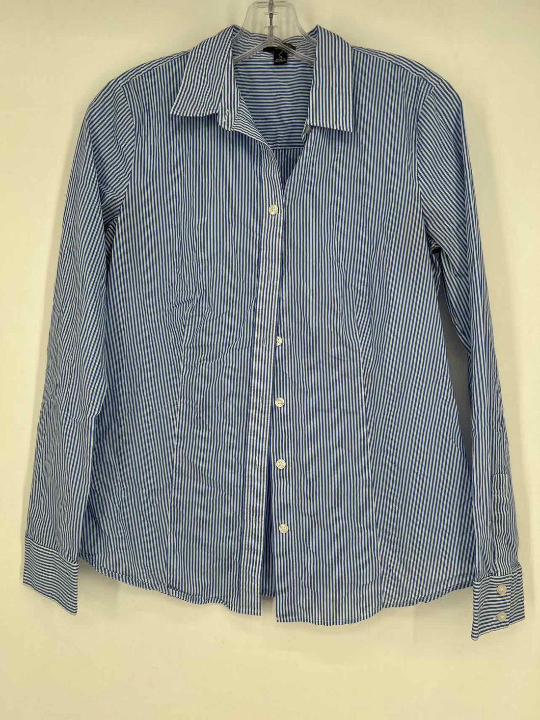 Ann Taylor Size 8 Blue & White Striped Long Sleeve