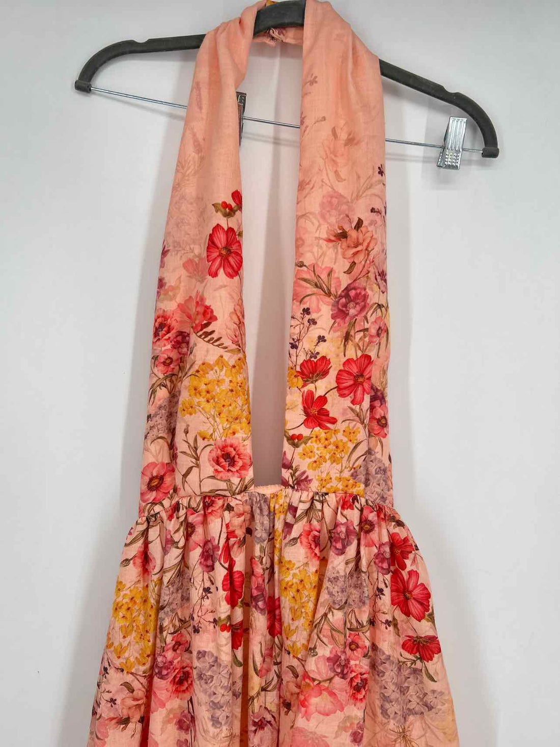 Anthropologie Size S Peach Floral Strapless Dress
