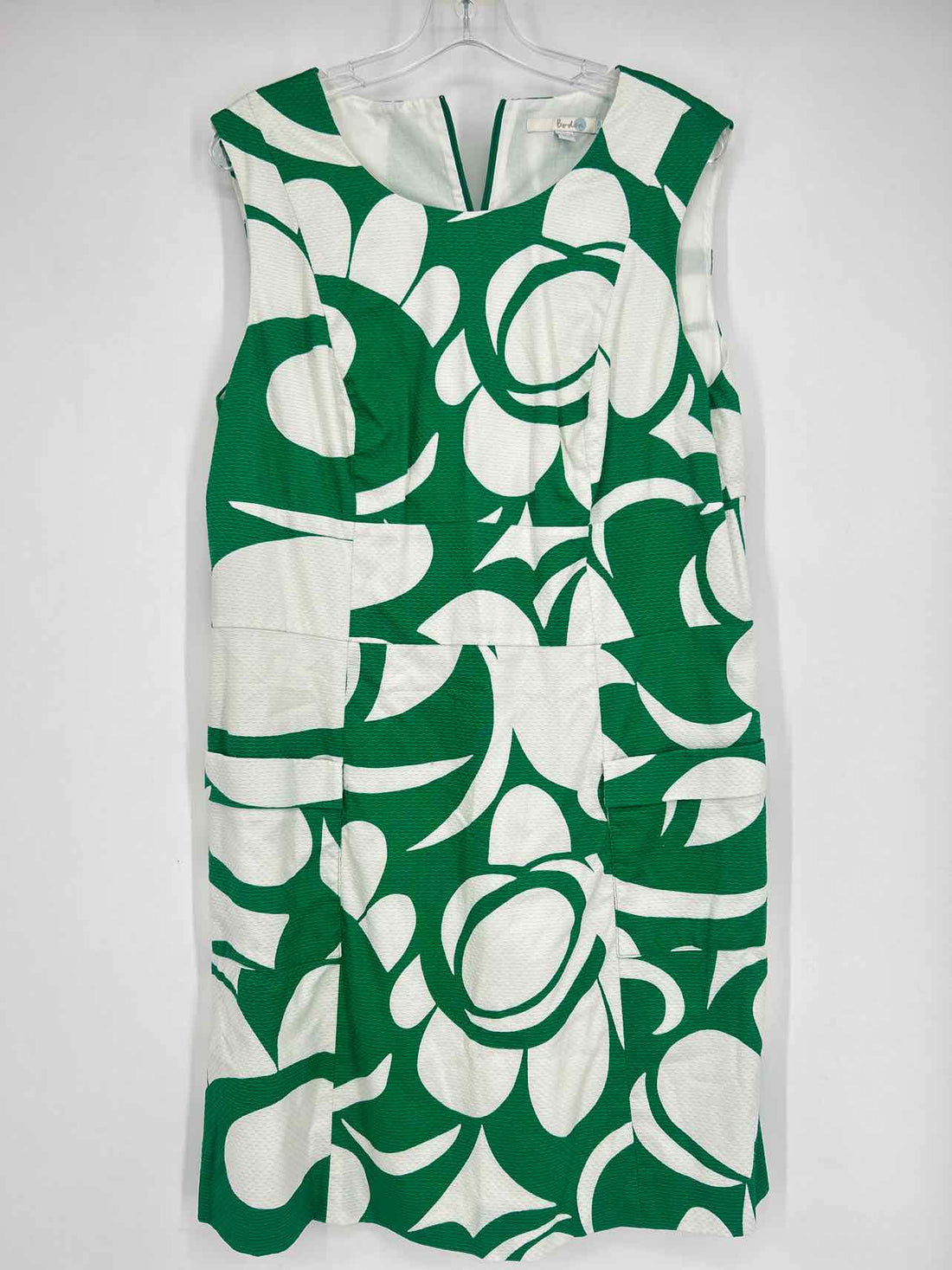 Boden Size 14 White & Green Print Dress