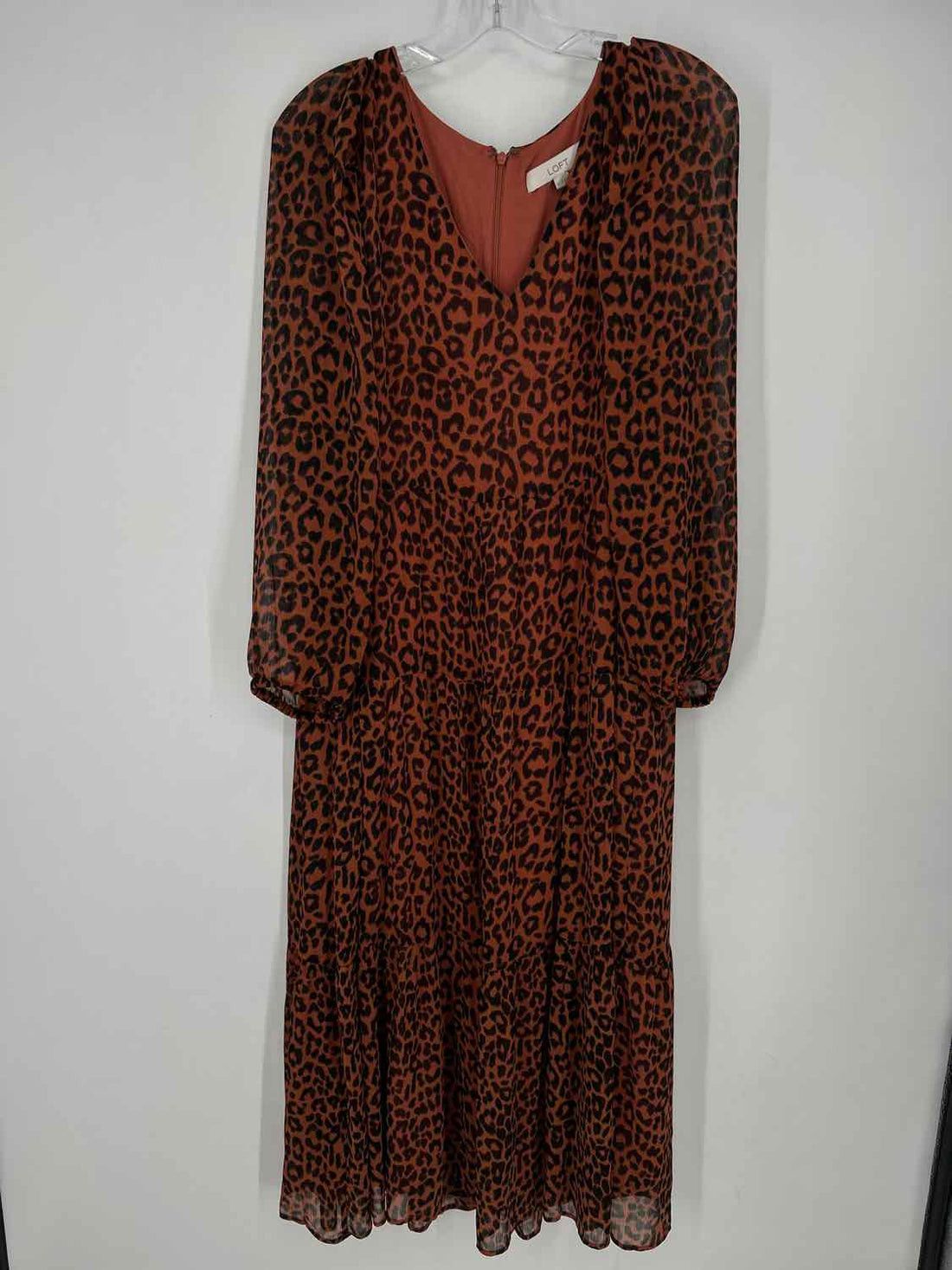 Loft Size 14 Leopard Long Sleeve Dress