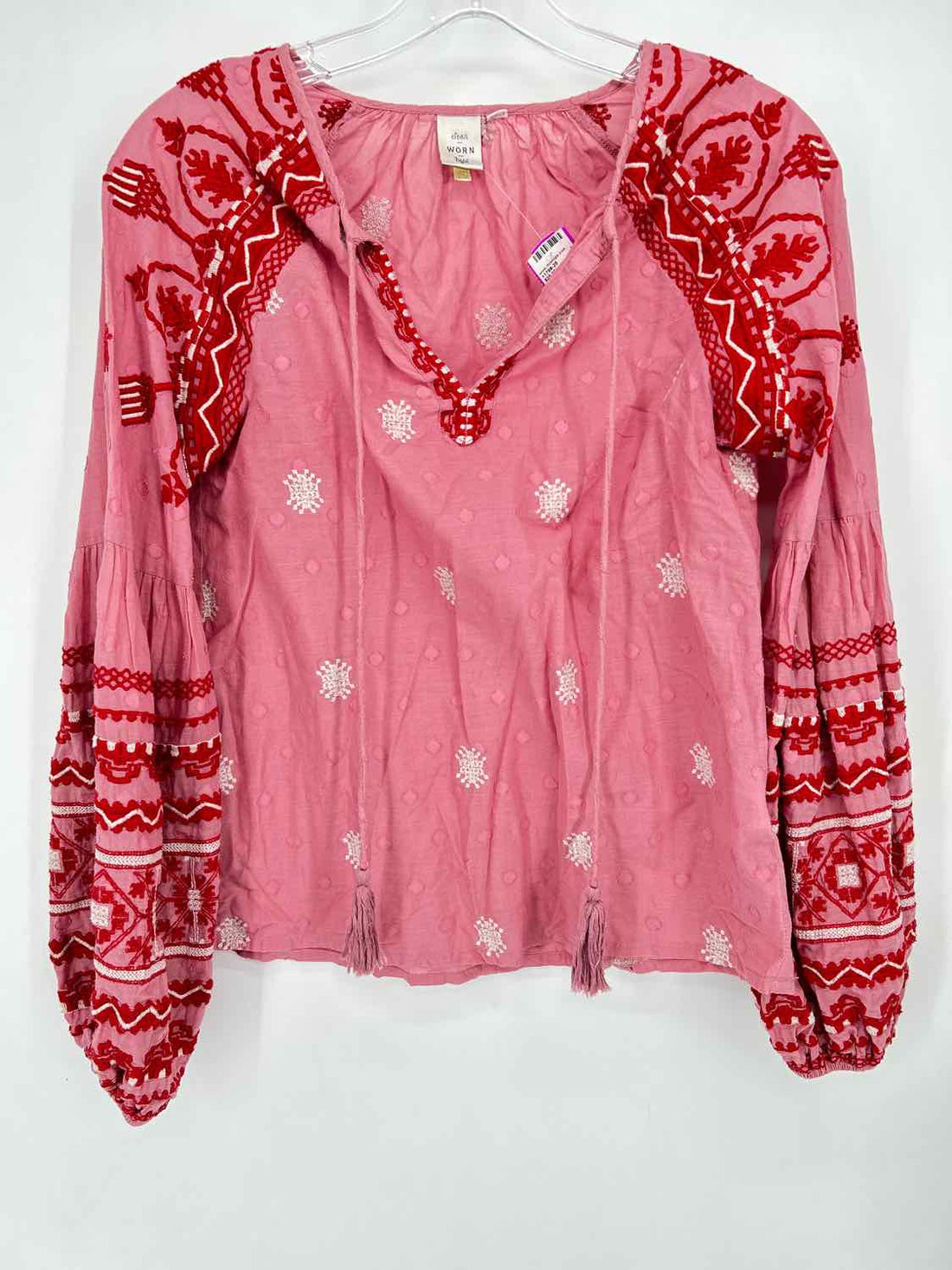 Seen Worn Kept Size 2 Pink & Red Embroidered Long Sleeve