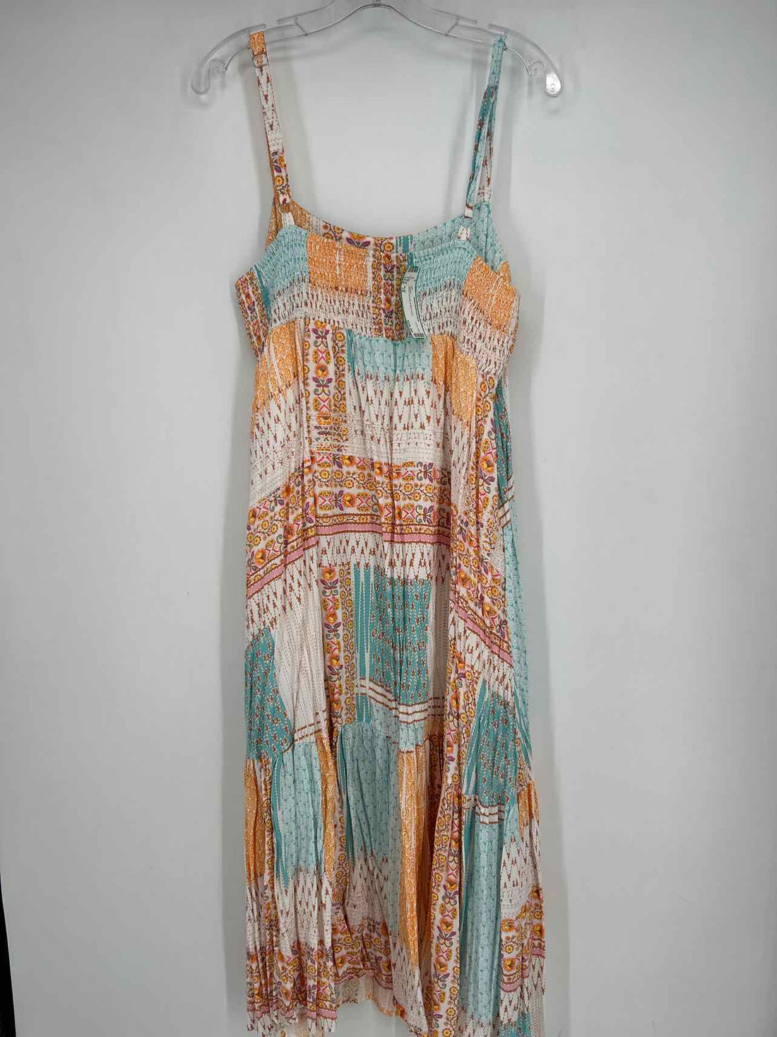 Meritt Size 1X White Orange & Blue Print Dress